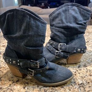 Blue jean ankle boots